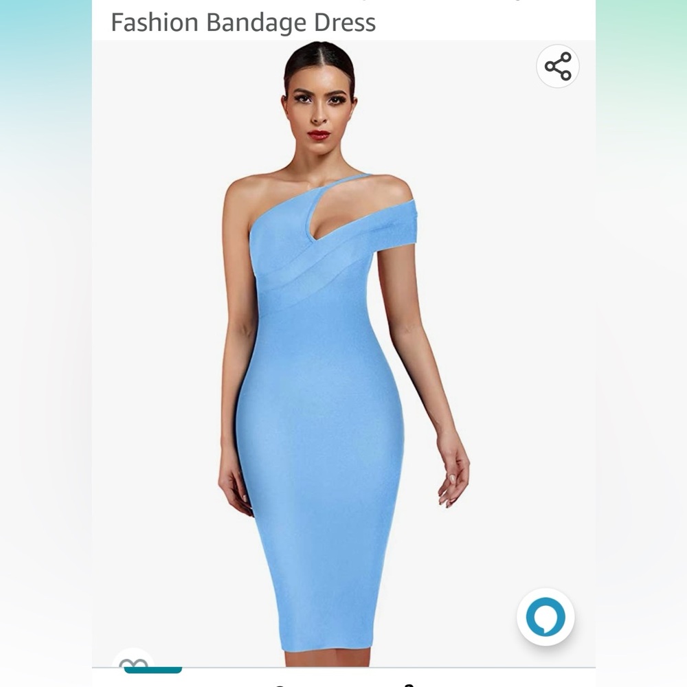 Blue one shoulder bella Barnett bondage dress in Size 6